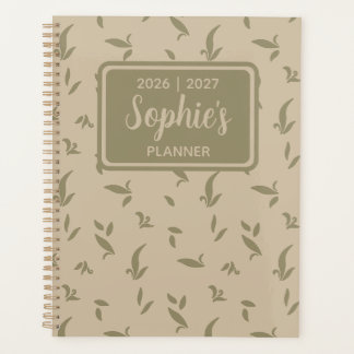 Sage Green Botanical Leaf Academic Year Planner