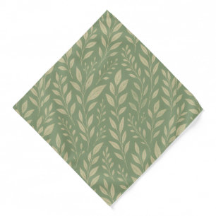 Sage Green Botanical Leaf Pocket Square Bandana