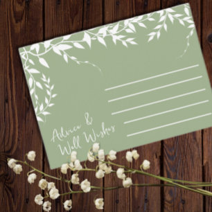 Sage Green Botanical Leaves Bridal Shower Advice Card
