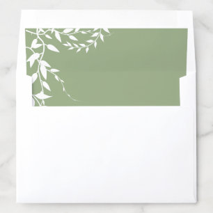 Sage Green Botanical Leaves Bridal Shower Envelope Liner
