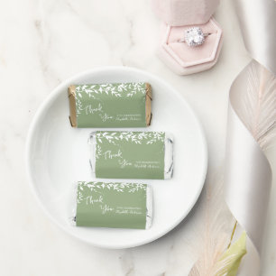Sage Green Botanical Leaves Bridal Shower Hershey's Miniatures
