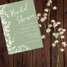Sage Green Botanical Leaves Bridal Shower