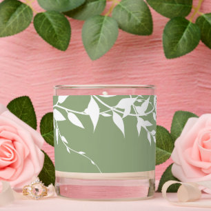 Sage Green Botanical Leaves Bridal Shower Scented Candle
