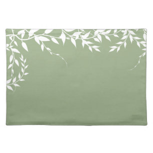 Sage Green Botanical Leaves Cloth Placemat