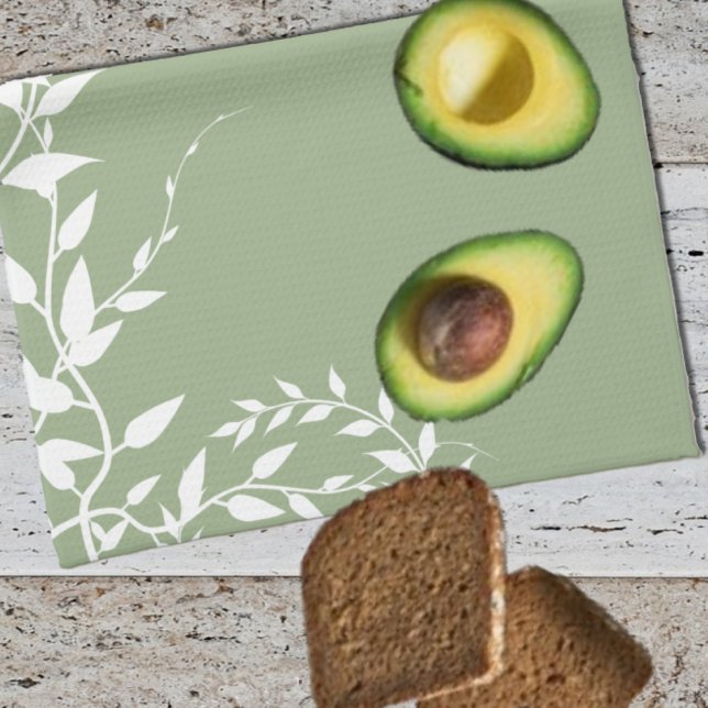 Sage Green Botanical Leaves Kitchen Towel (Creator Uploaded)