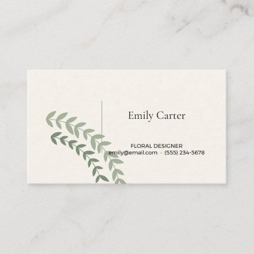 Sage Green Botanical Leaves Minimalist Business Ca Card