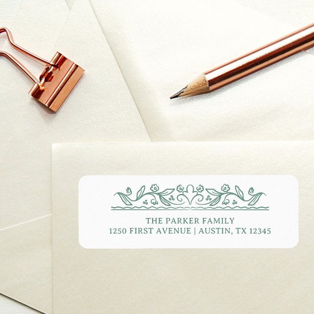 Sage Green Botanical Line Art | Return Address Label (Creator Uploaded)