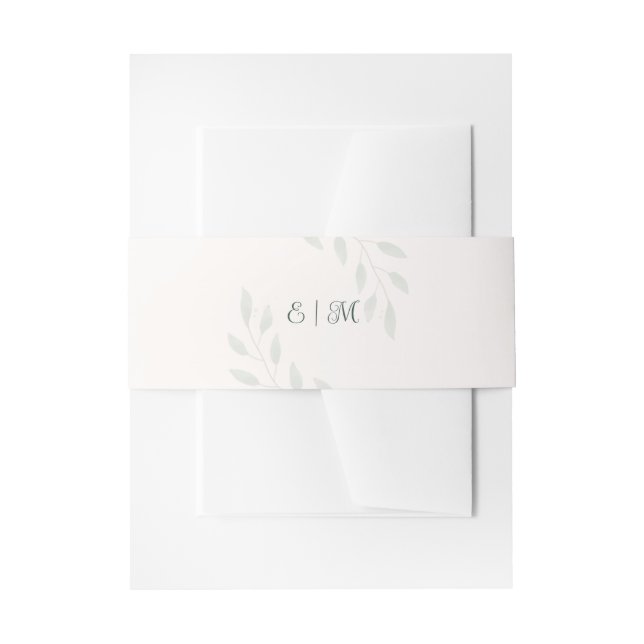 Sage Green Botanical Minimal Greenery Wedding  Invitation Belly Band (Front Example)