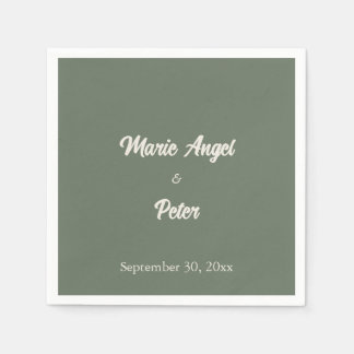 Sage Green Botanical Minimalist Cocktail Wedding Napkins