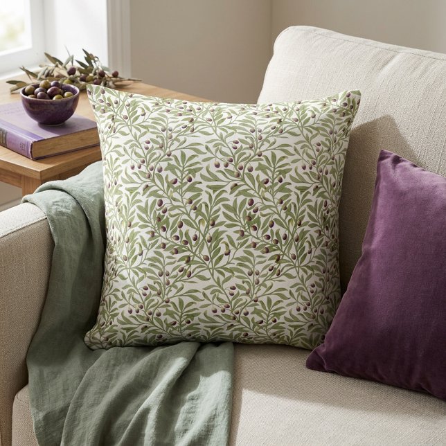 Sage Green Botanical Olive Branch Pattern Throw Pillow (Sage Green Botanical Olive Branch Pattern Throw Pillow)