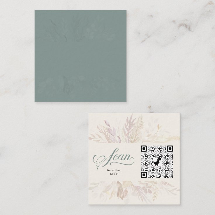 Sage Green Botanical Online Rsvp Qr Code Enclosure Card Zazzle