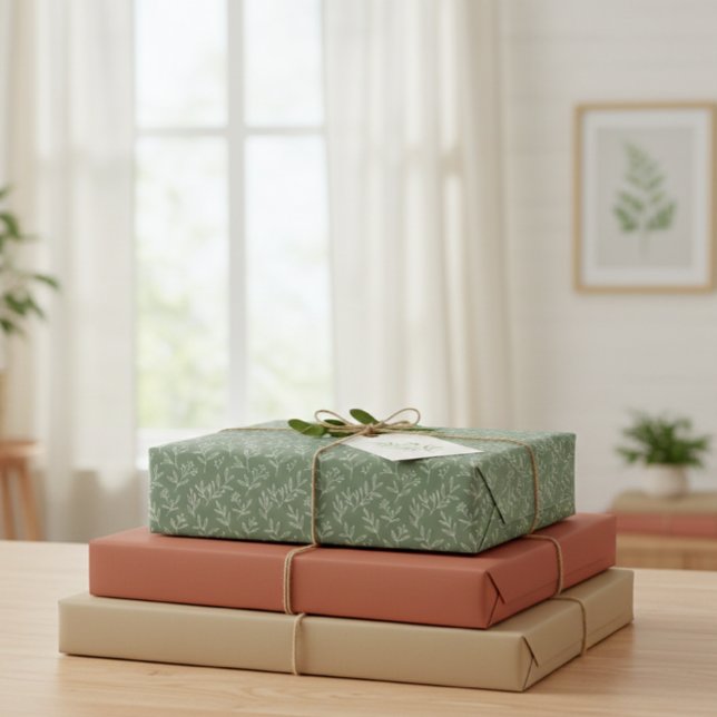 Sage Green Botanical Pattern Gift Set Wrapping Paper Sheets (Creator Uploaded)