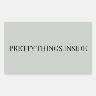 Sage Green Botanical Pretty Things Inside Rectangular Sticker