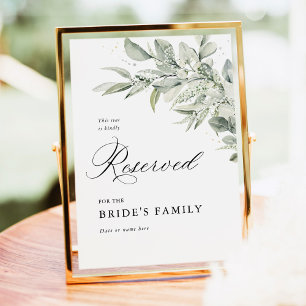 Sage Green Botanical Reserved Seating Sign 5x7