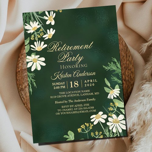 Sage Green Botanical Retirement Party  Invitation