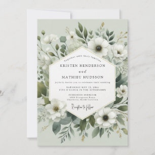 Sage Green Botanical Romance Wedding Invitation