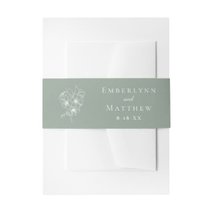 Sage Green Botanical Simple Elegant Wedding Invitation Belly Band