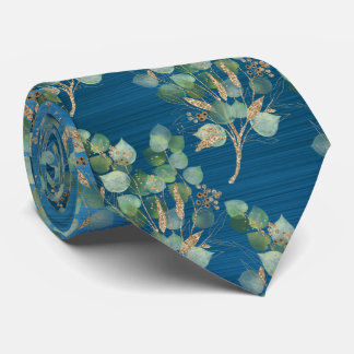SAGE GREEN BOTANICAL TEAL BLUE MENS TIE
