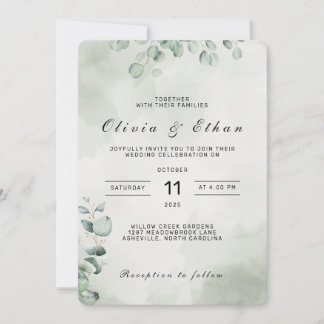 Sage Green Botanical Watercolor Wedding Invitation