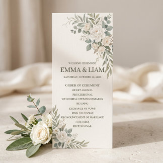 Sage Green Botanical Wedding Ceremony Program