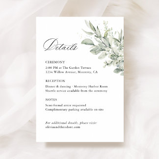 Sage Green Botanical Wedding Details, Ceremony Enclosure Card
