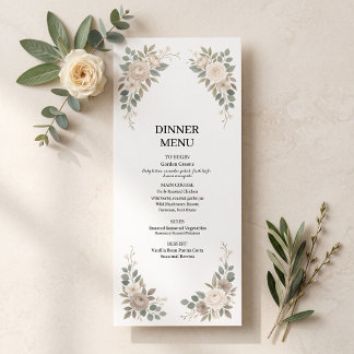 Sage Green Botanical Wedding Dinner Menu