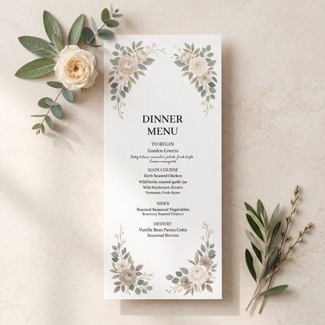 Sage Green Botanical Wedding Dinner Menu (Creator Uploaded)