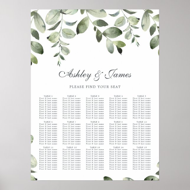 Sage Green Botanical Wedding Poster (Front)