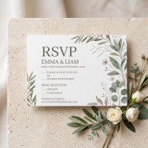 Sage Green Botanical Wedding RSVP Card
