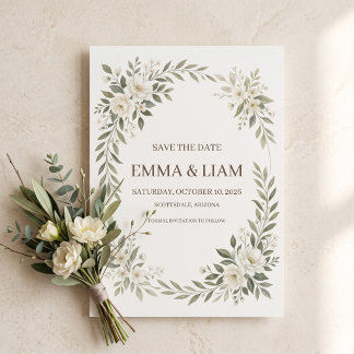 Sage Green Botanical Wedding Save the Date