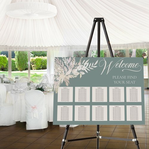 Sage Green Botanical Wedding Seating Chart Foam Board
