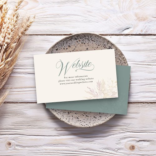 Sage Green Botanical Wedding Website Enclosure Card