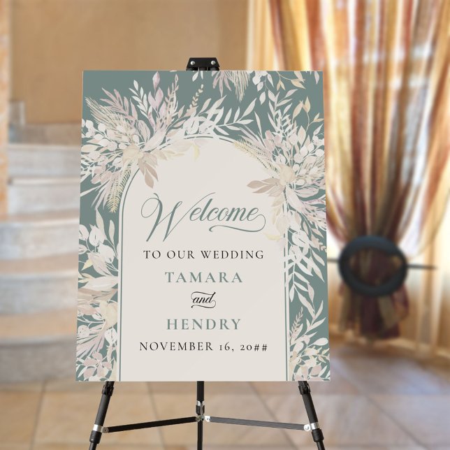 Sage Green Botanical Wedding Welcome Easel Foam Board (Creator Uploaded)