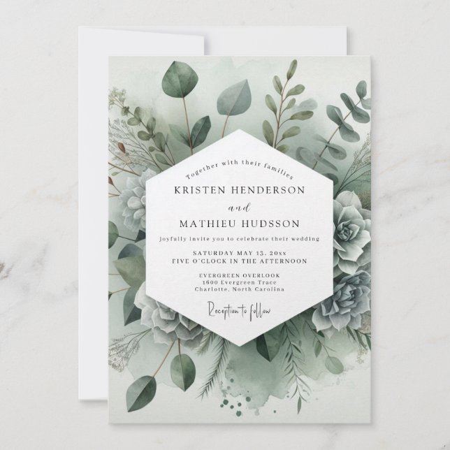 Sage Green Botanical Whimsy Wedding Invitation (Front)