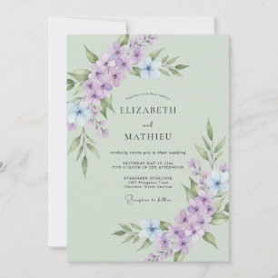 Sage Green Bountiful Lavender Wedding Invitation