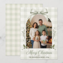 Sage Green Bow Arch Family Photo Merry Christmas