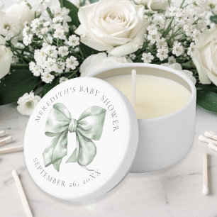 Sage Green Bow Baby Shower Mini Candle Favors