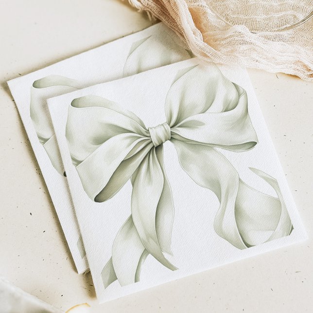 Sage Green Bow Baby Shower  Napkins (Creator Uploaded)