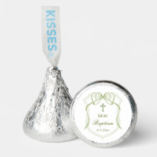 Sage Green Bow Crest Baptism Hershey®'s Kisses®