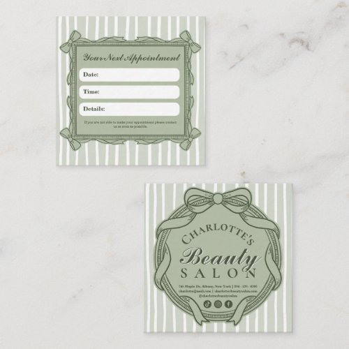 Sage Green Bow Frame Appointment Reminder Card