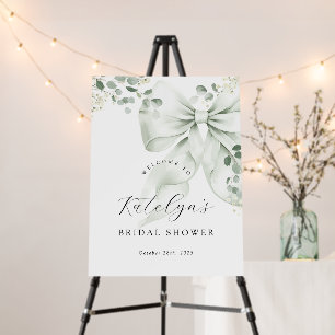 Sage Green Bow Greenery Bridal Shower Welcome Sign