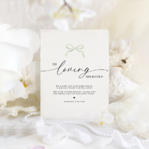Sage Green Bow In Loving Memory Wedding Sign