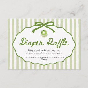 Sage Green Bow Matcha Baby Shower Diaper Raffle Enclosure Card
