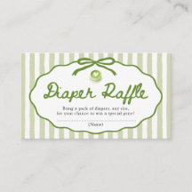 Sage Green Bow Matcha Baby Shower Diaper Raffle