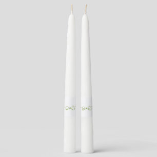 Sage Green Bow Pair of Taper Candles