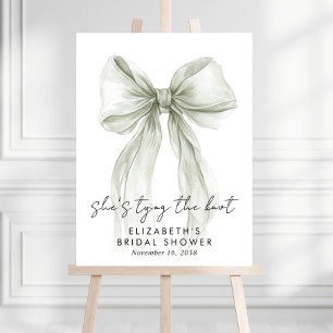 Sage Green Bow Watercolor Bridal Shower Welcome Foam Board