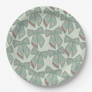 Sage Green Bows Paper Plates