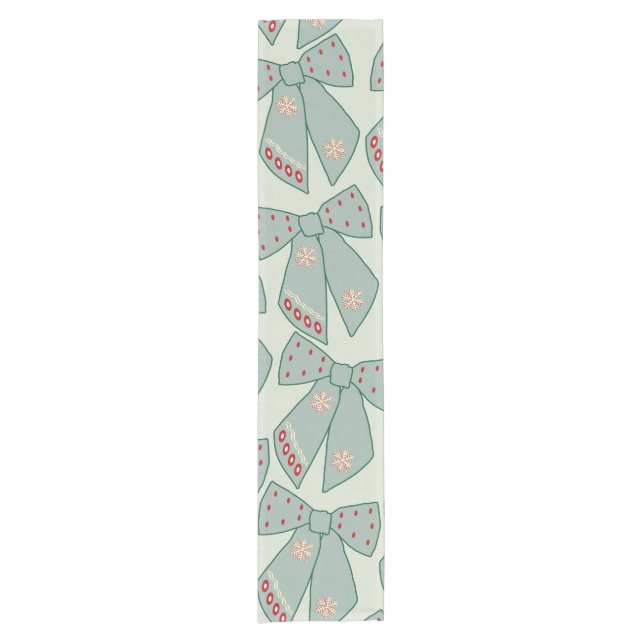 Sage Green Bows Short Table Runner (Front)