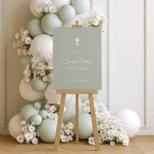 Sage Green Boys Cross Christening Baptism Welcome Foam Board