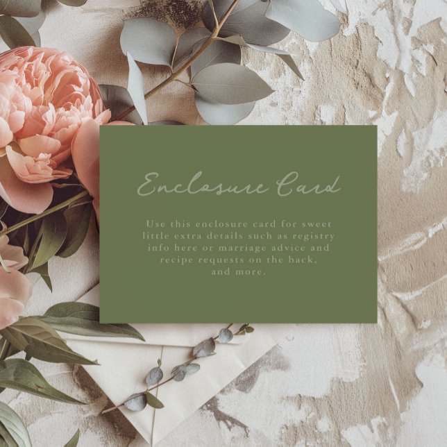 Sage Green Bridal Shower Enclosure Card (Sage green enclosure card from the Gilded Garden bridal shower suite.)